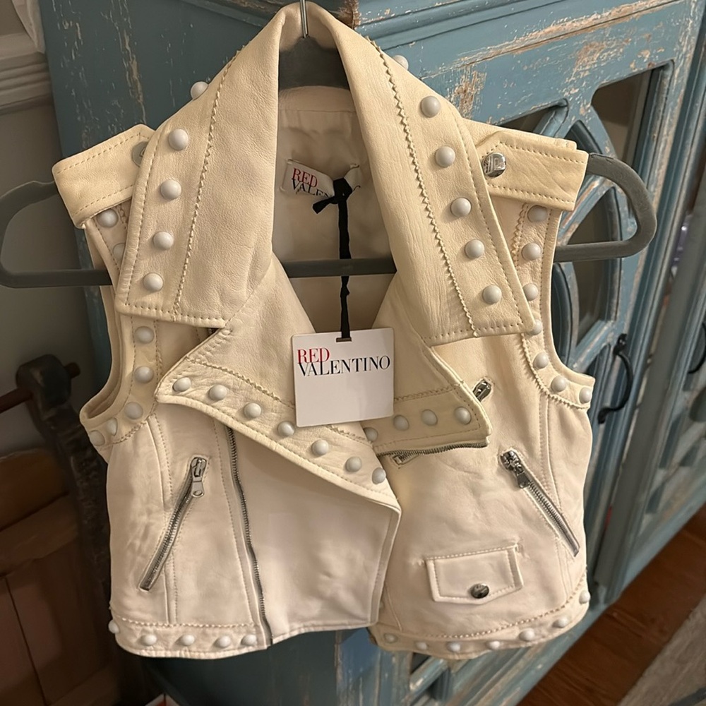 Red Valentino chic, cream leather vest (Originally $1,495) brand new with tag